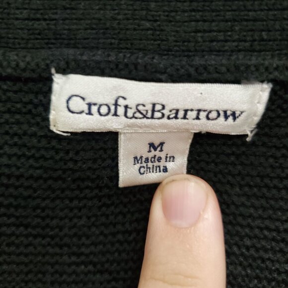 Croft & Barrow Women's Black Fold Over Lapel Knit Button Up Cardigan Size M - Picture 4 of 6